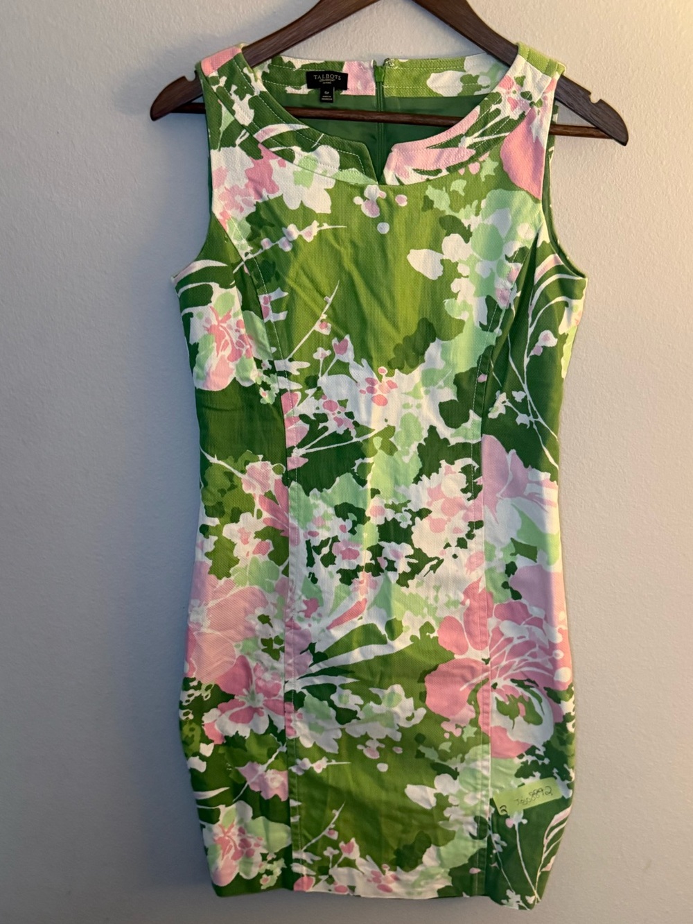 Talbots Green and Pink Floral Sheath Dress